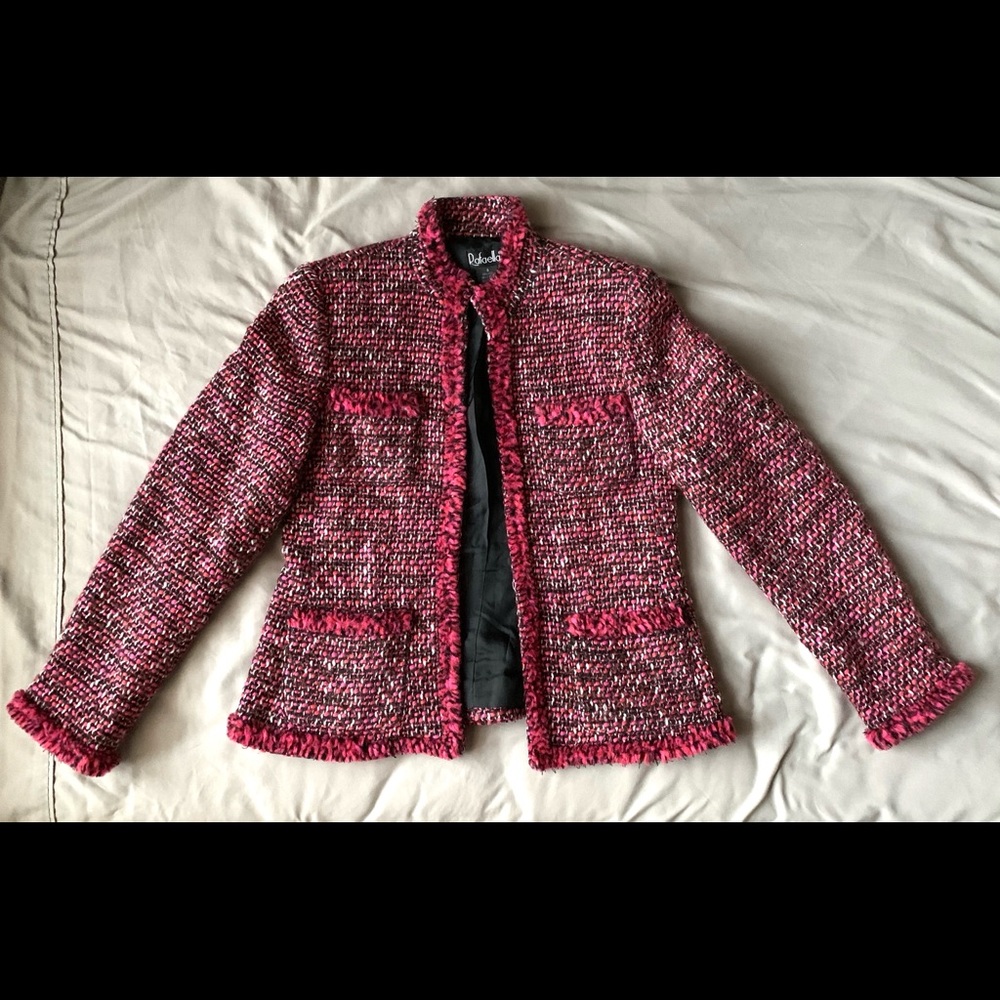 Rafaella pink/black/white boucle tweed jacket